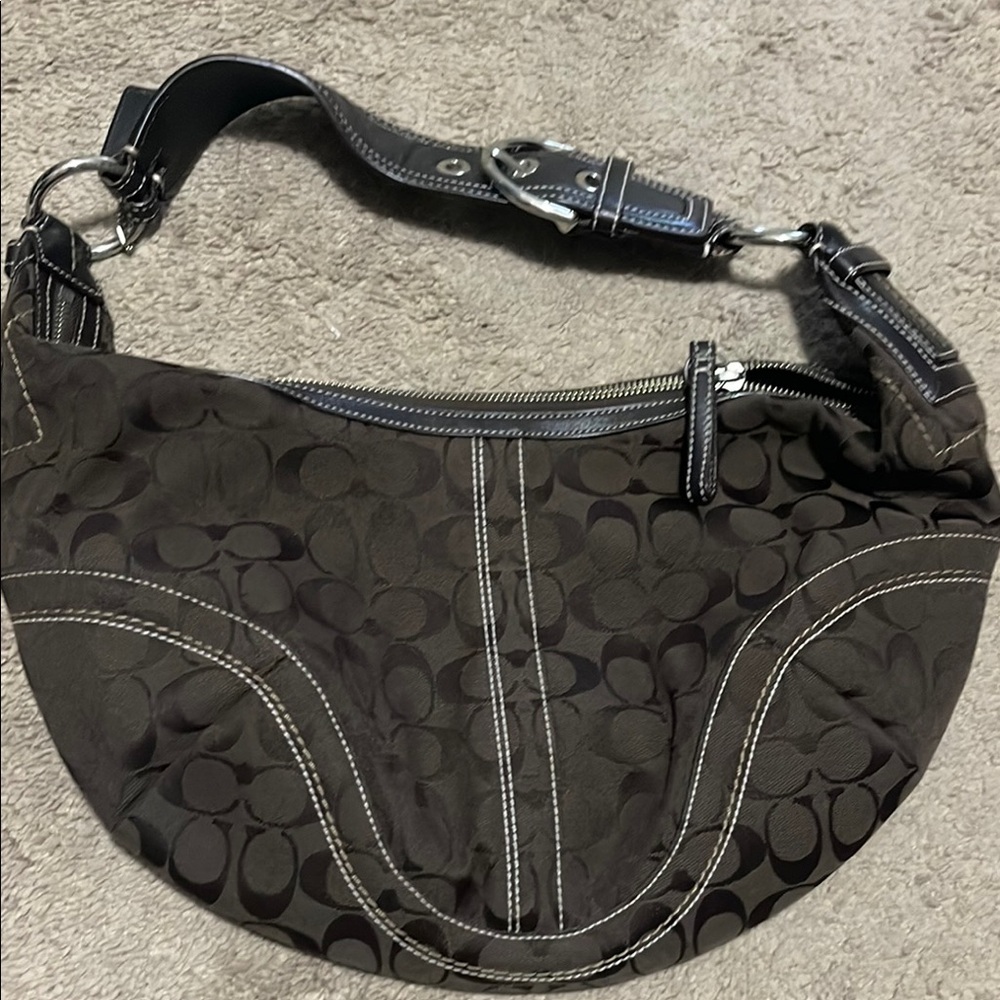 Coach Dark Brown Leather Shoulder Bag